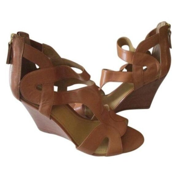 *Nine West Camel Gladiator Style Zip Back Sandals - Picture 1 of 6